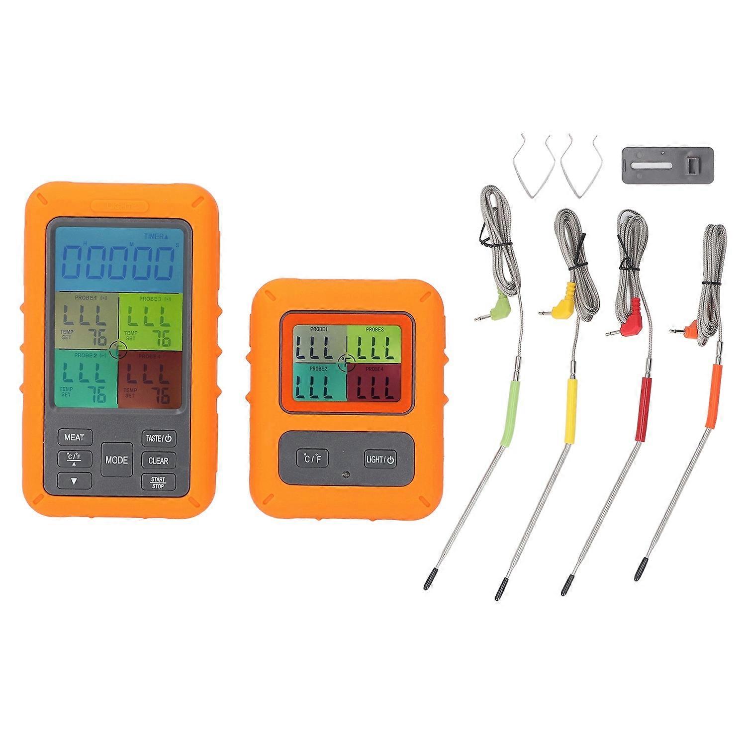 Meat Temperature Probe Smart Wireless LCD Display 4 Probes Grill BBQ Kitchen Cooking Supplies TS‑TP4