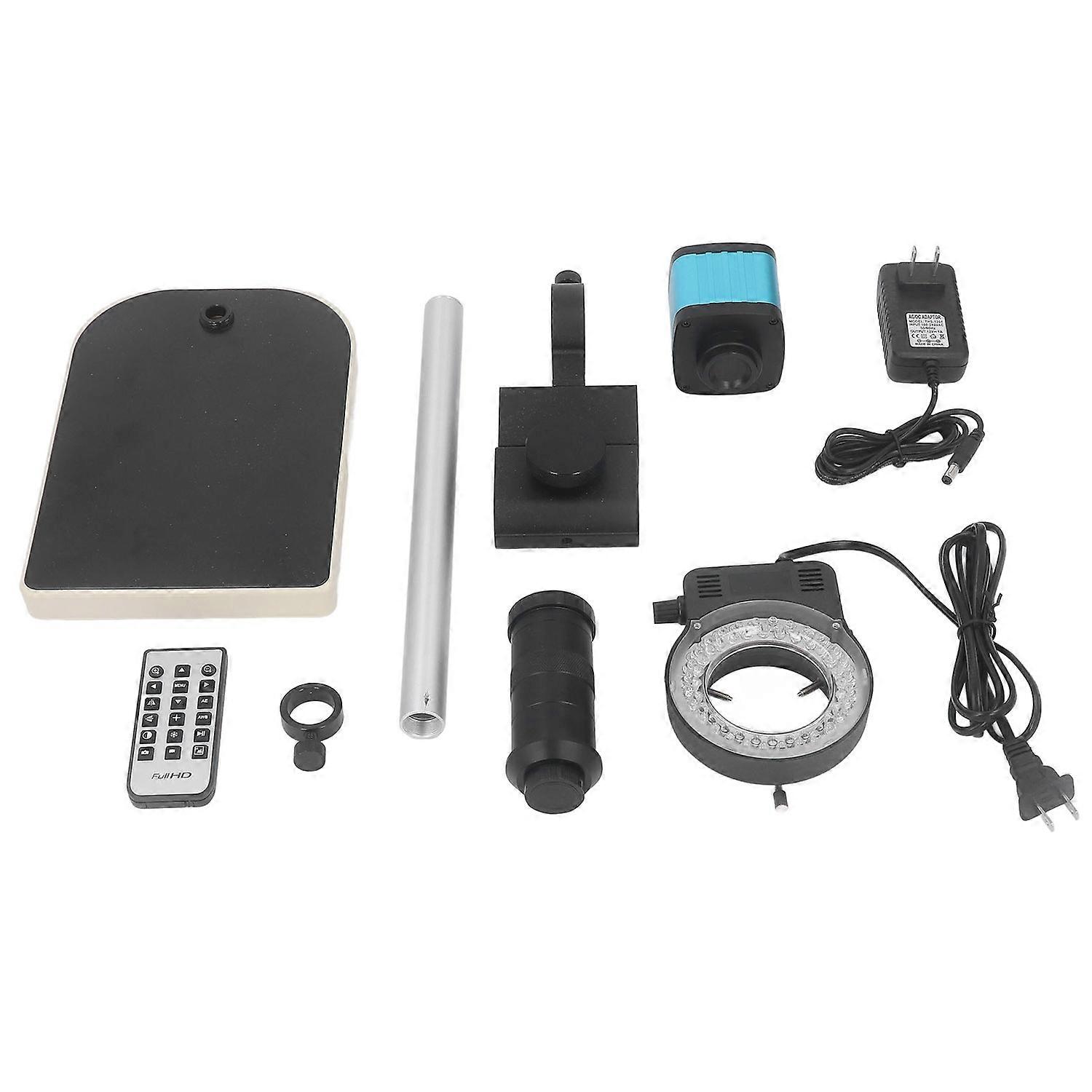 48MP Microscope Camera USB HD Multimedia Interface Output 130X LED Ring Light Adjustable Clamp 100‑2