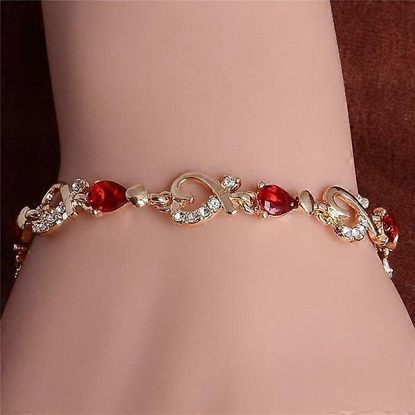 Pulsera de cristal para damas de moda [Rojo]