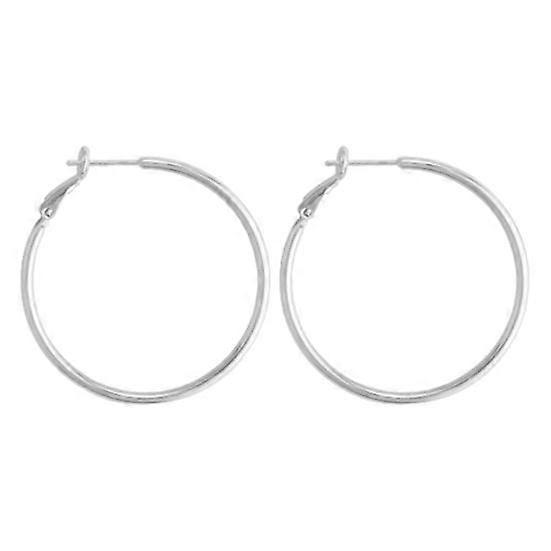 1 Pair Women Ear Hoop Different Sizes Circle Earrings Polished Solid Color