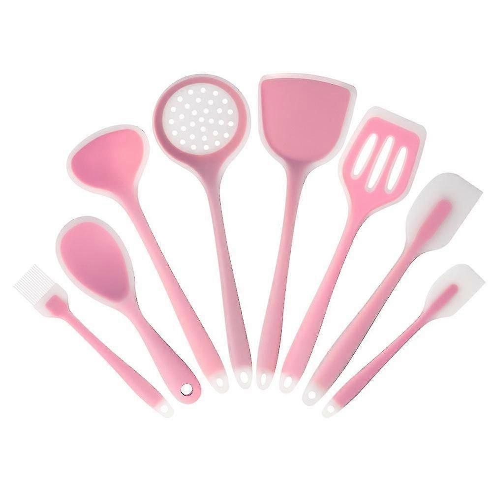 Nonstick Translucent Silicone Utensil Cooking Kitchenware Set For Modern Cooking And Serving(1set, Pink)