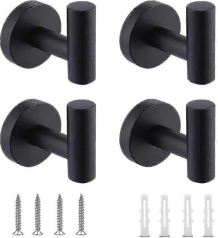 Black Towel Hook, 4pcs Bathroom Towel Hooks Black Wall Hook, Coat Hook Matte