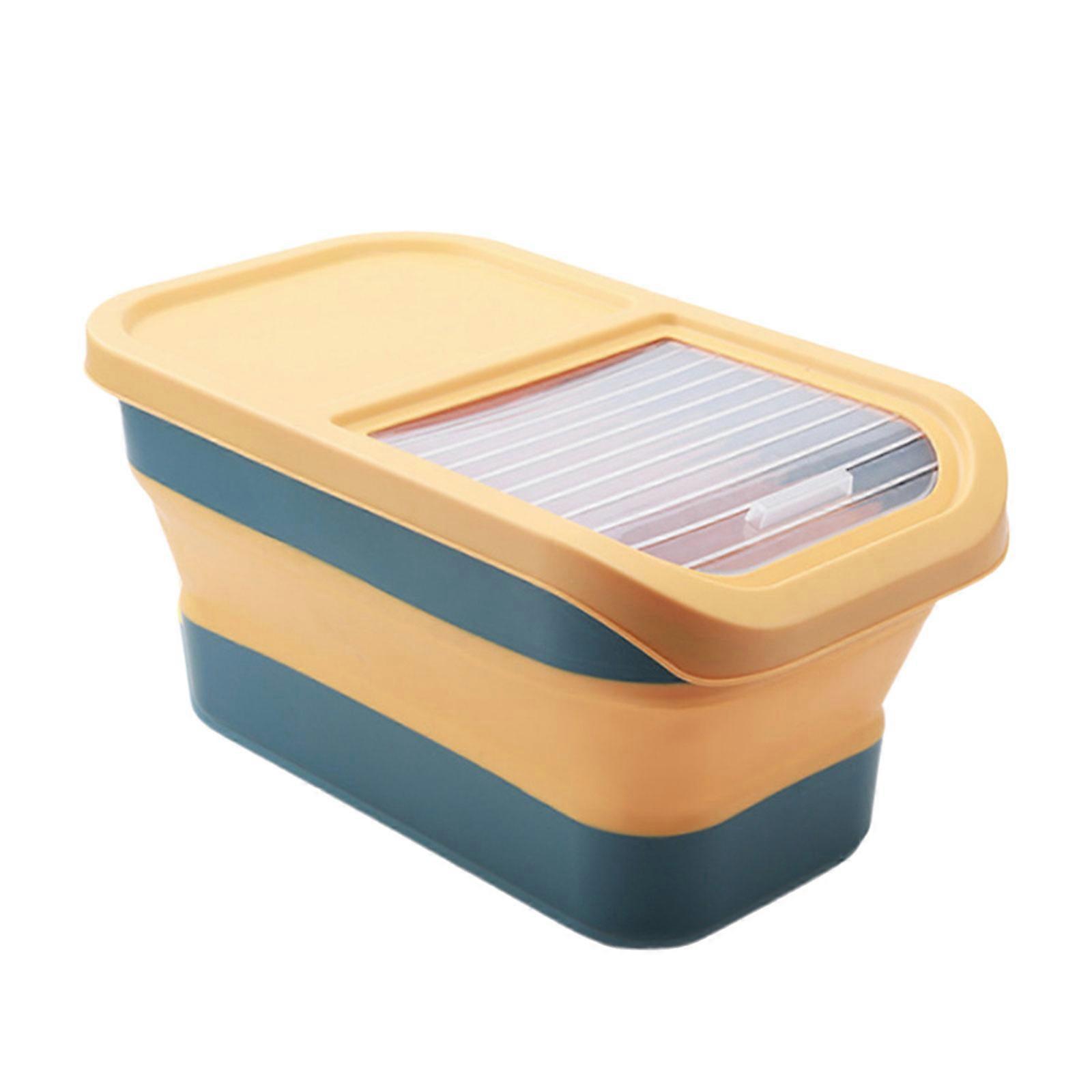 Convenient Food Storage Container Foldable Airtight Sealing Box with Lid Practical Dog Snacks Organizer Kitchenwares Yellow