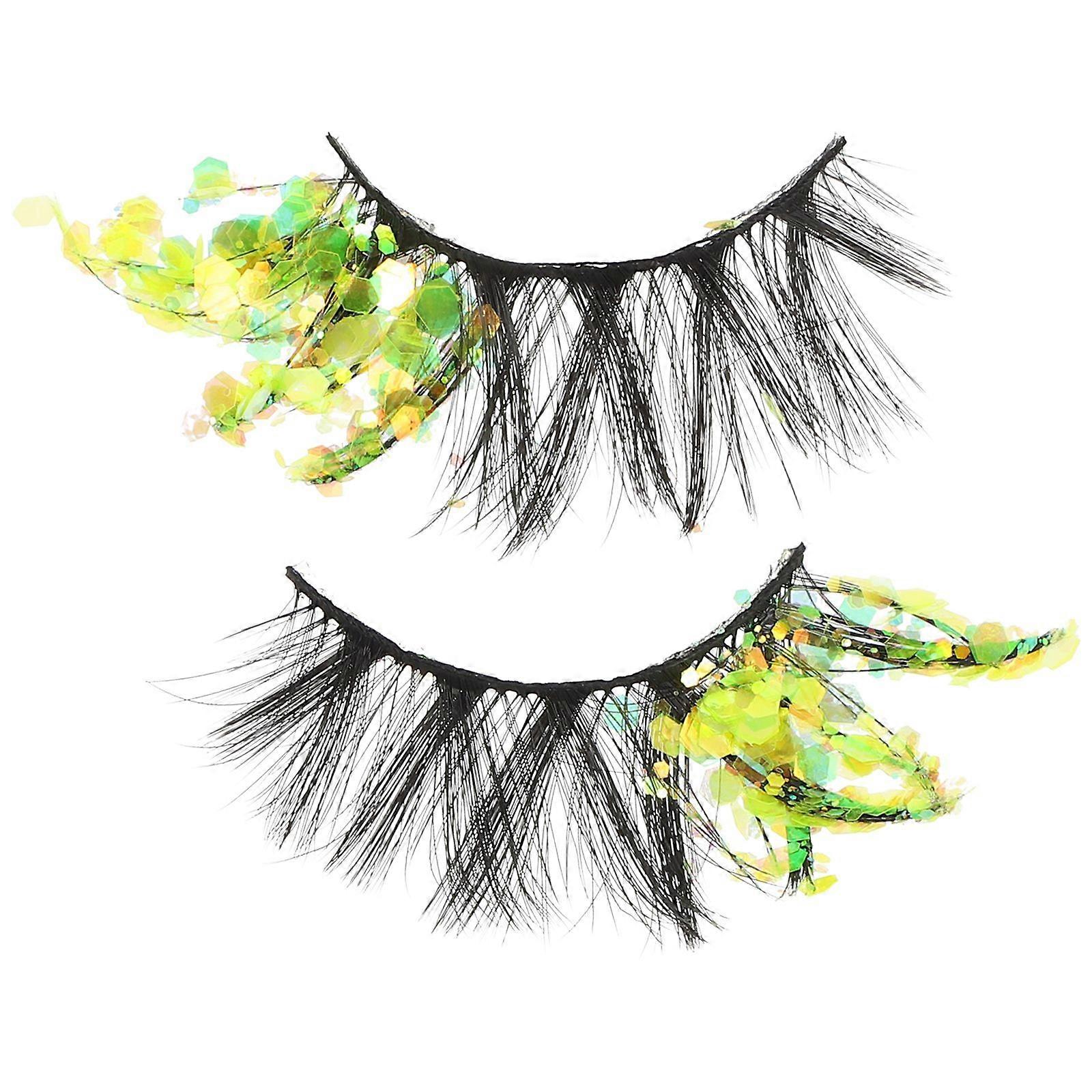 2pcs False Eyelashes Performance Lashes Luminous Eyelashes Decorative Eyelashes