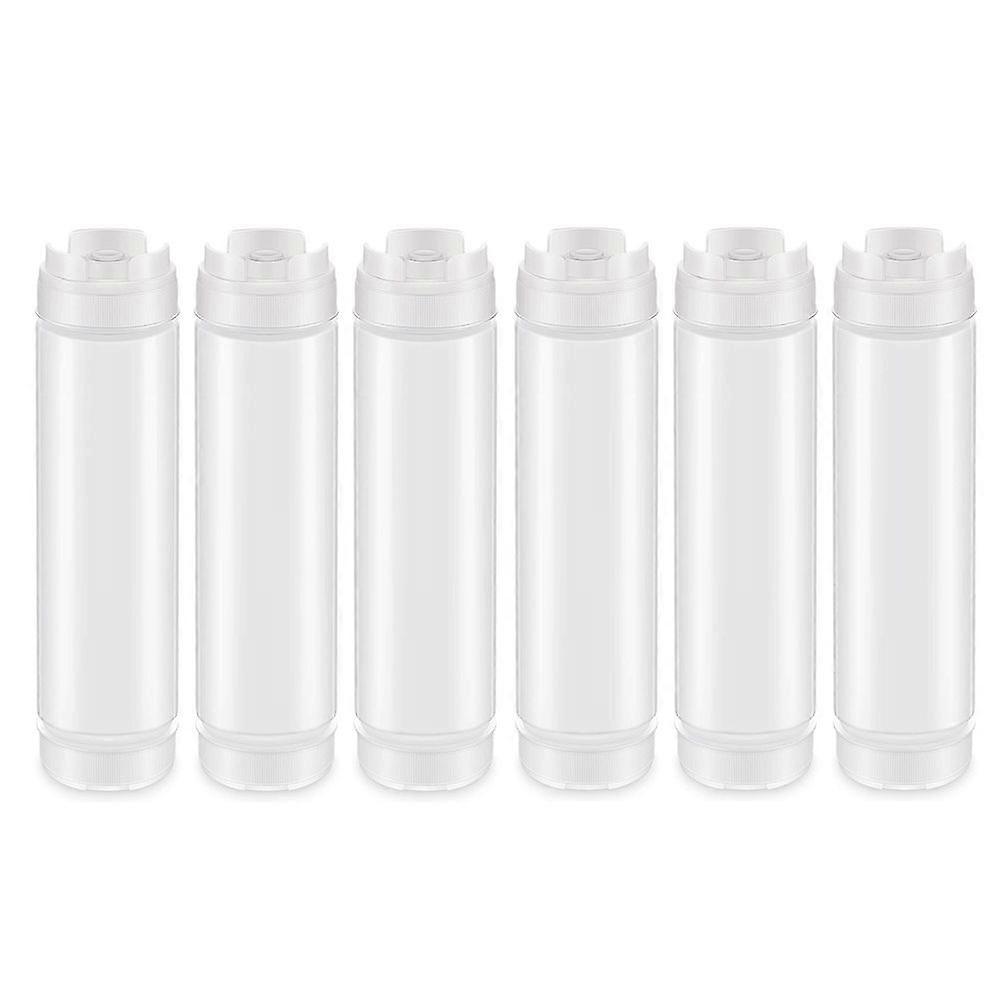 6 Pcs 16 Oz Inverted Plastic Squeeze Bottles, Refillable Tip Large Valve Dispenser Condiment Squeez