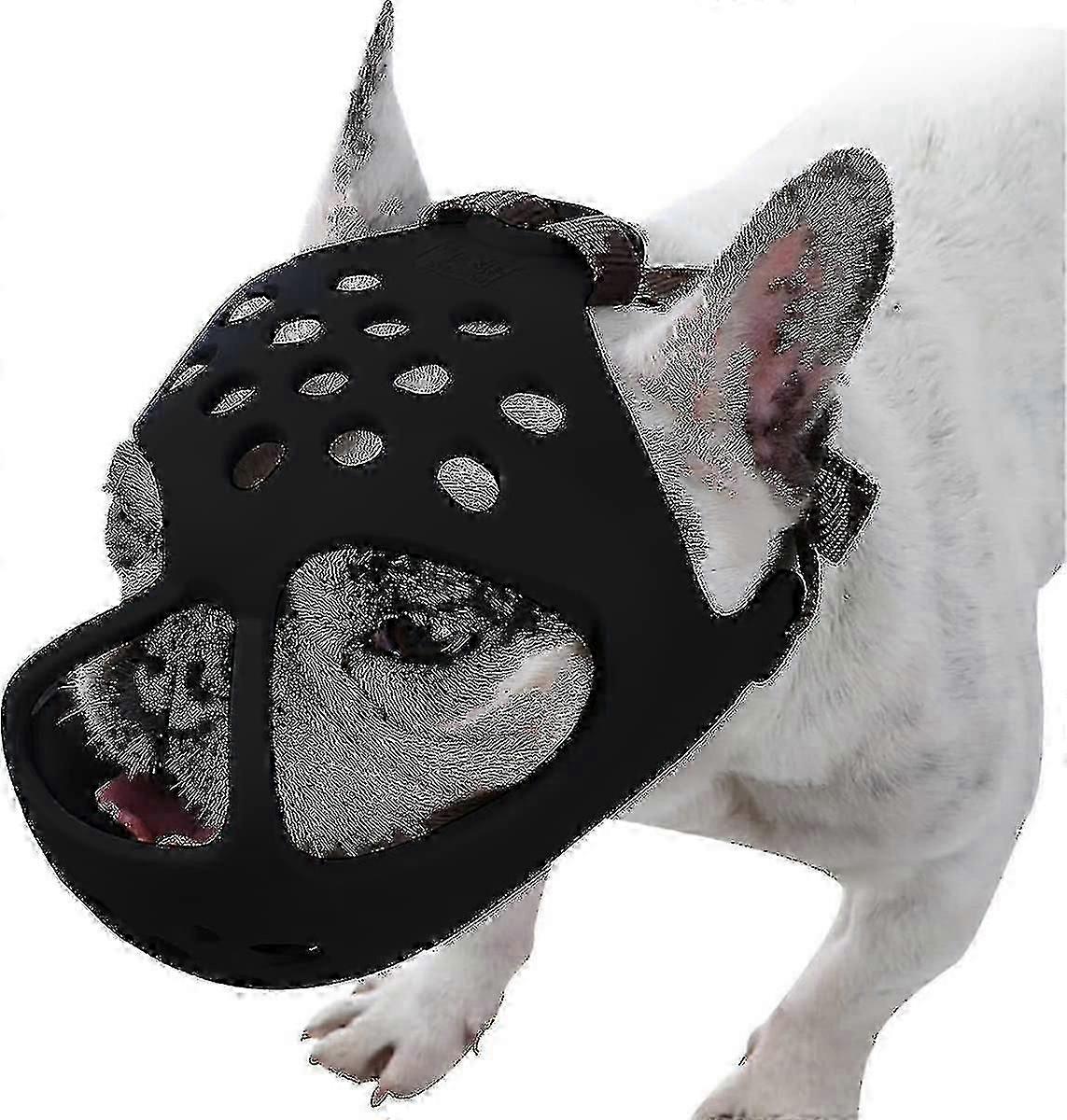 Short Snout Dog Muzzle,soft Silicone Adjustable Breathable Bulldog Muzzle For French Bulldog Shih Tzu And Pug For Biting Chewing Training