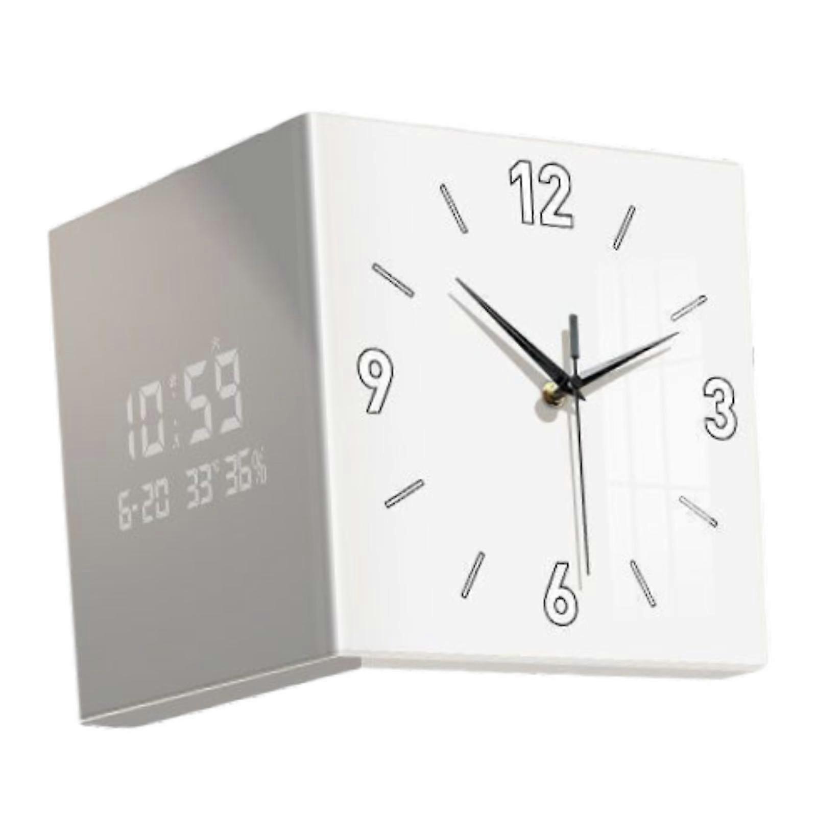 Corner Clock Easy to Read Decoration Square Wall Clock for Office Home Patio White