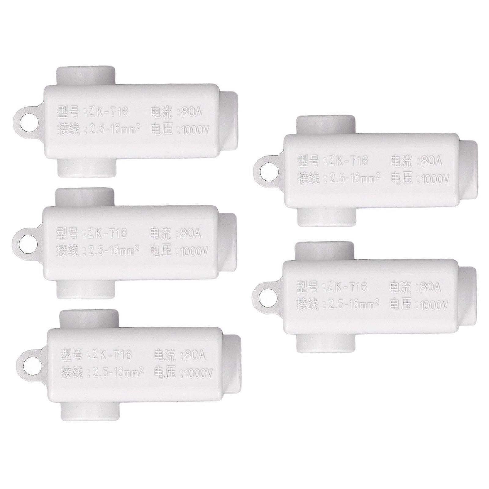 5Pcs Wire Connector T Type Splitter Screw Terminal Block Set Kit 1000V 80A ZKT16