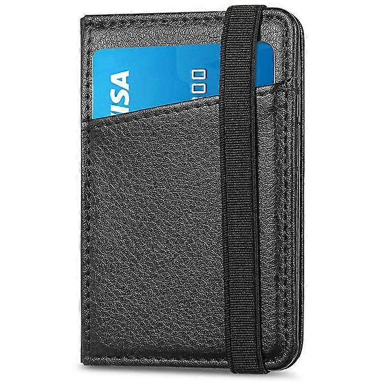 Adhesive Phone Card Bag Wallet Litchi Texture Leather Kickstand Card Holder