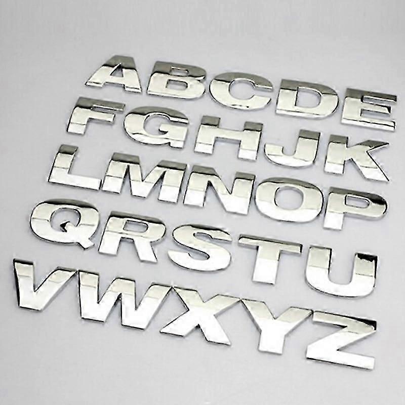 Alfabet metalic 3d Insignă de argint crom Litere de argint Numere Logo Autocolante auto Autocolante auto Autocolante
