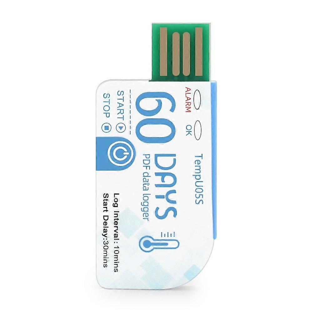 1 stk TempU05s USB Temperatur Data Logger 60 Dagers Engangsbruk Temperaturanalysator PDF-rapport USB Temperaturlogger