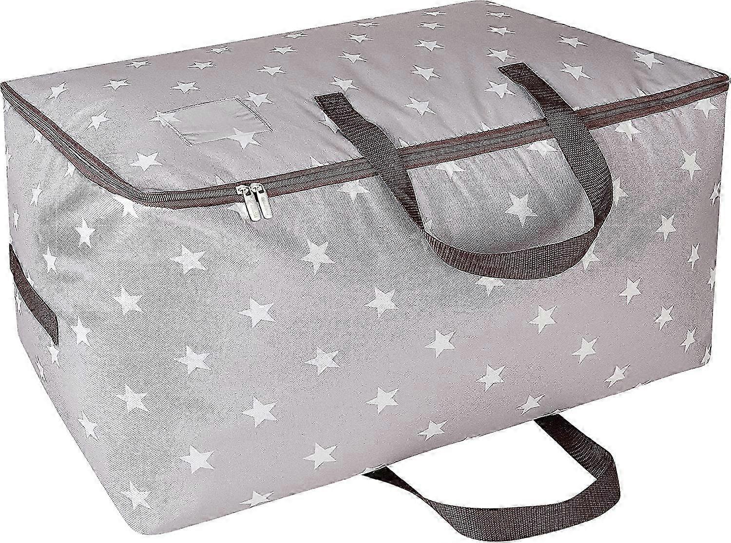 105L Large Underbed Clothes Storage Bag with Zip, Moisture proof (Grey)