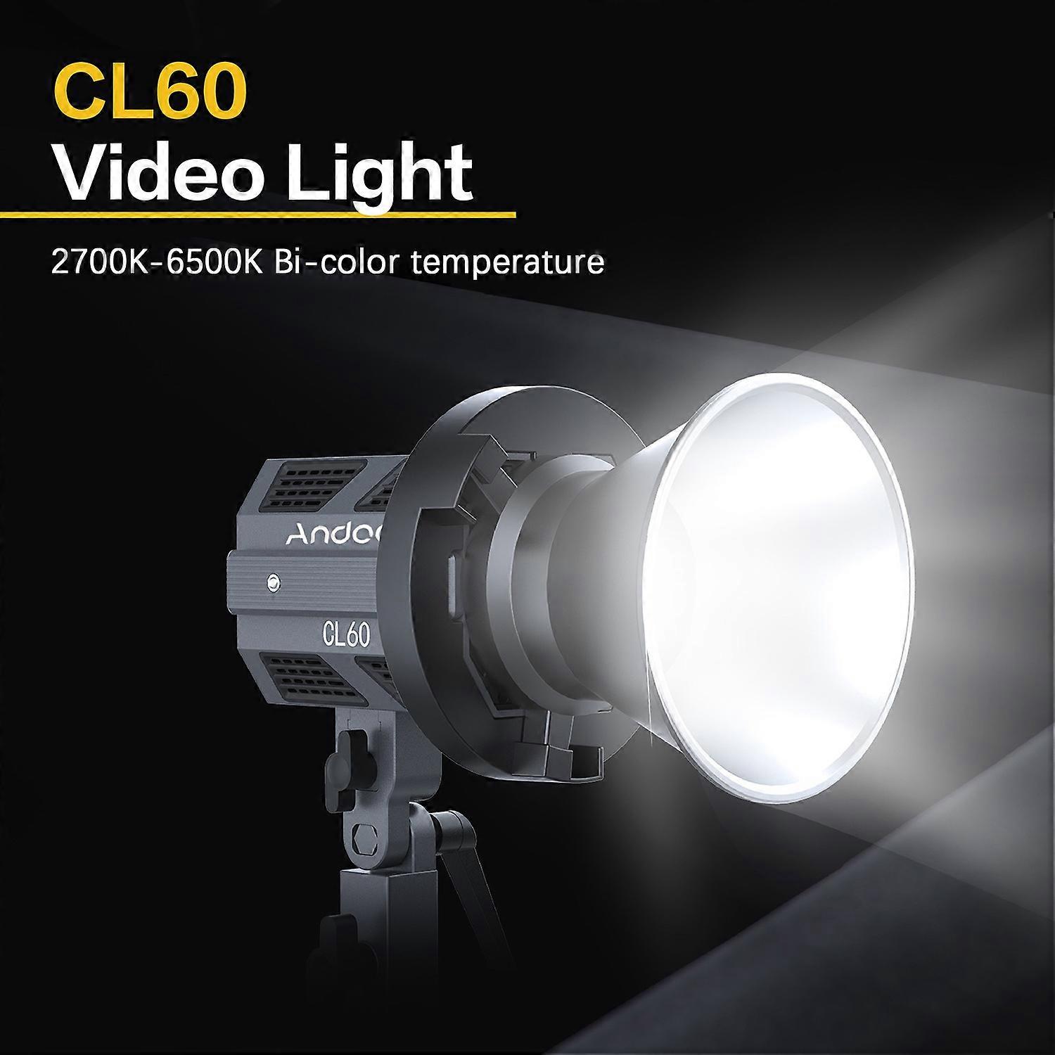 Andoer CL60 Compact Studio LED Video Light 65W Photography Fill Light 2700K-6500K Dimmable CRI97+ 10