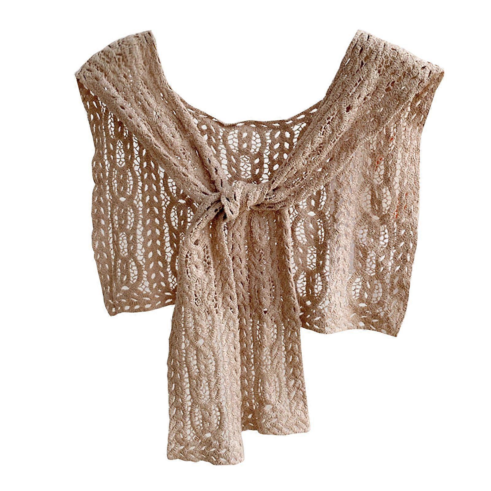 Triangular Shawl Wraps Shoulder Wrap Shrugs Scarf Solid Knitted Hallow-Out