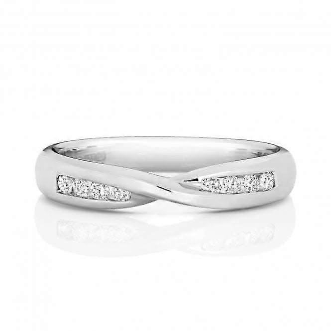 Wedding Band 18ct White Gold Crossover Band Ring WQ243W/I
