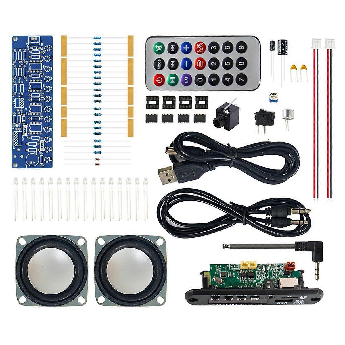 Radio Dual Channel Bluetooth Speaker Amplifier Production Kit FM Spectrum Lamp Electronic DIY Welding Circuit