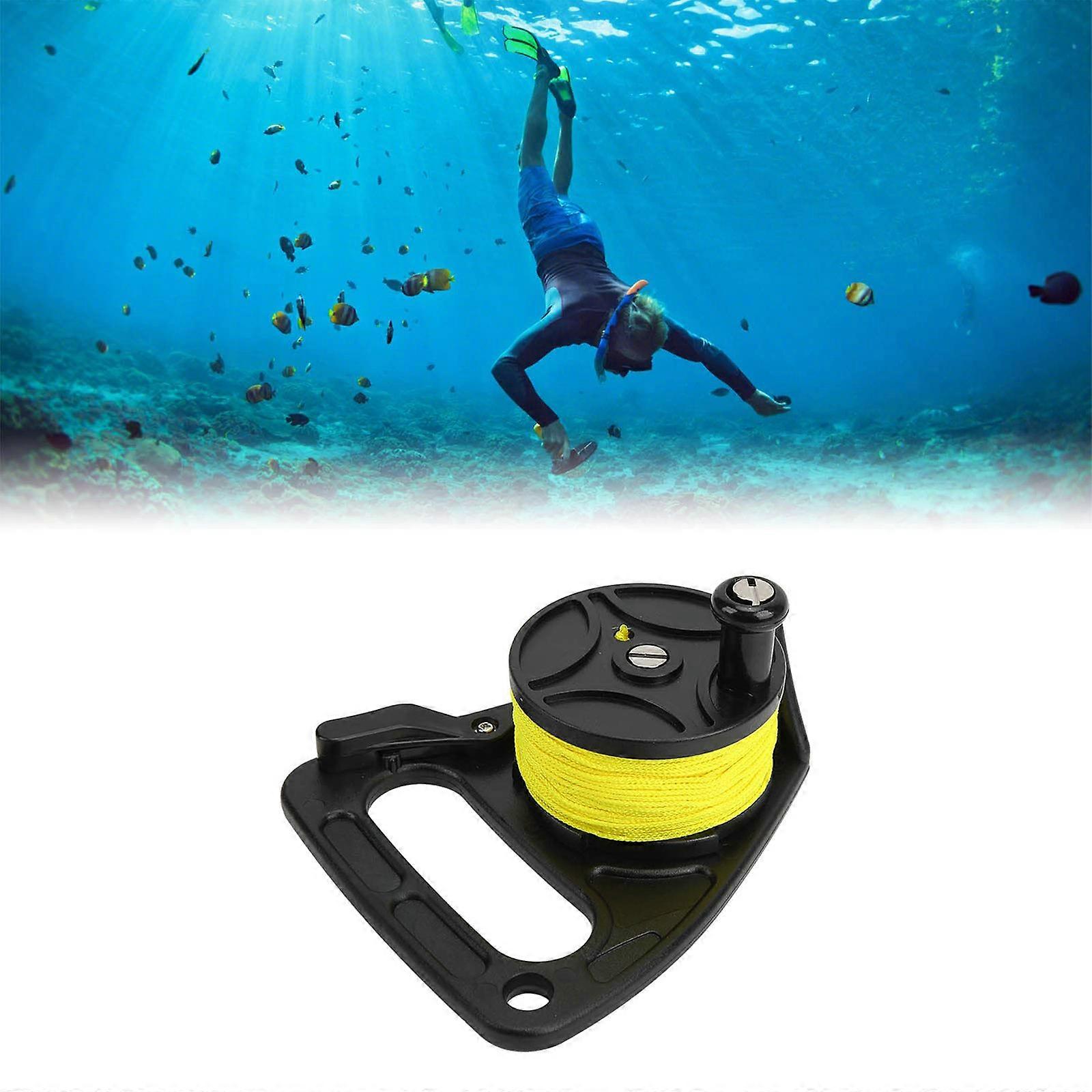 Scubas Dives Reel Kayaks Anchors with Thumb Stoppers High Visibility Retractable Line Diving Reel Finger Spool  Blue