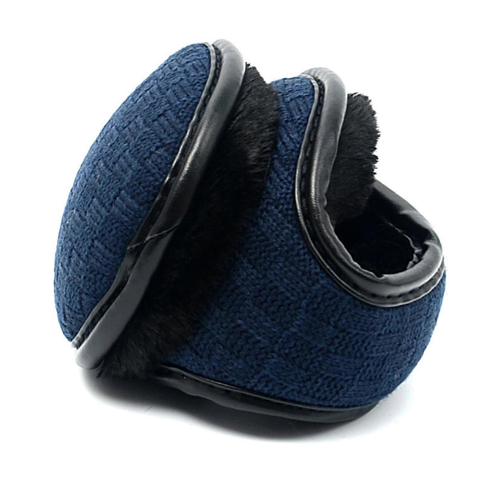 Soft and Warm Collapsible Plush Ear Warmers for Winter Outdoor Activities Keep You Warm in Cold Weather for Skiing Hikin Navy blue