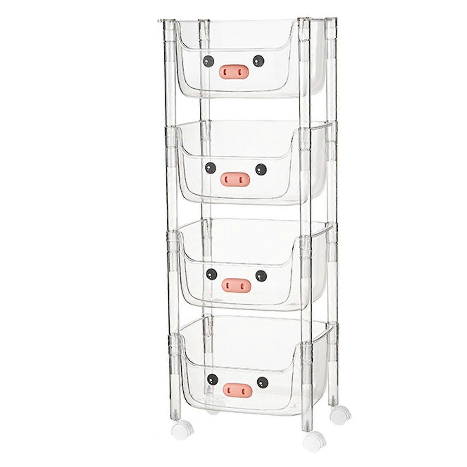 4-Tier Rolling Toy Organizer με Ρόδες - Διαφανές Παιδικό Ράφι, 36x26x102cm