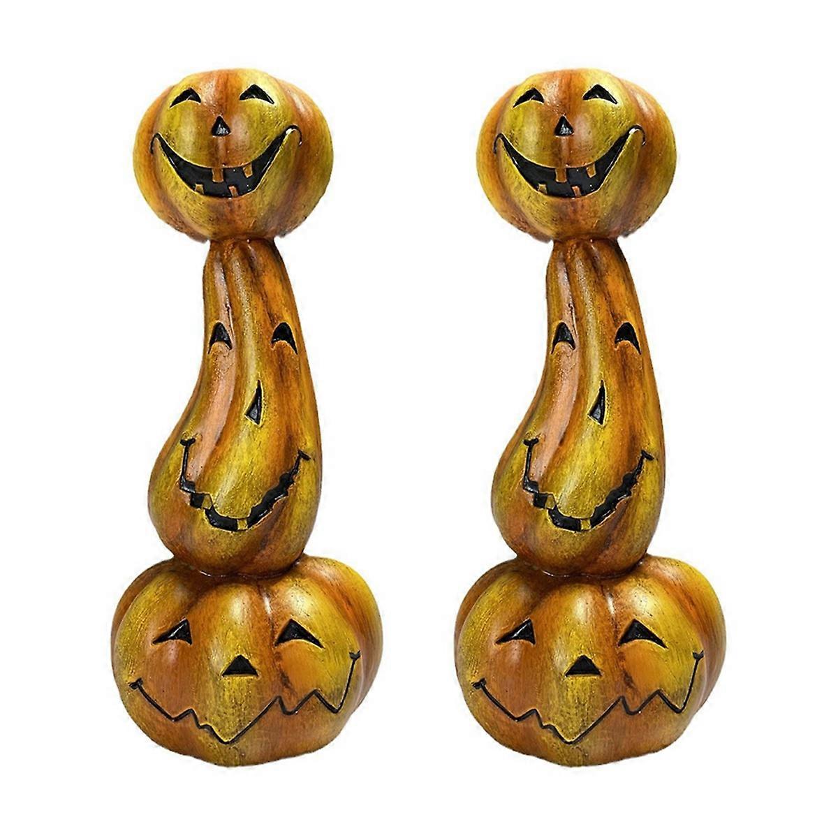 Pumpkin Candlestick Halloween Decorations Table Candle Holder 2Pcs
