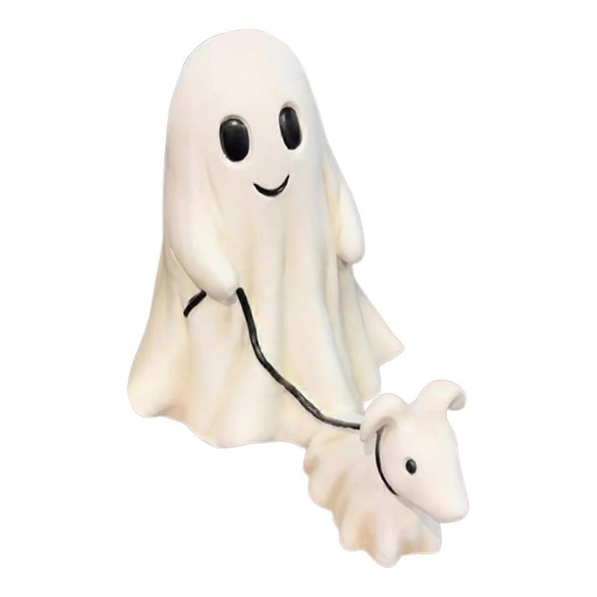 Ghost Walking Dog Statue,Statues, Ghost Walking His Ghost Dog A