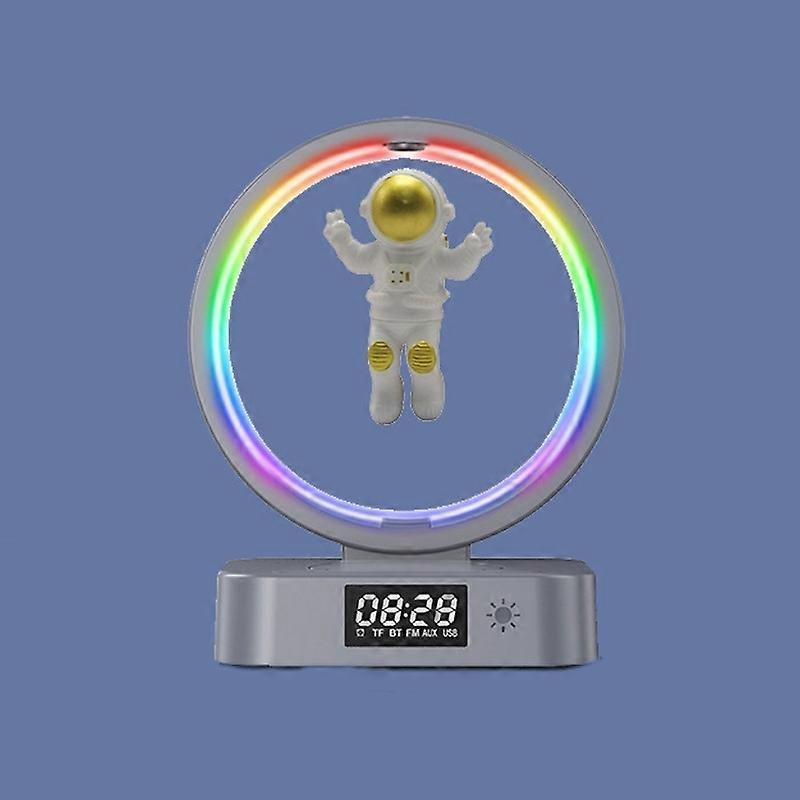 Y-558 Magnetic Levitation Astronaut TWS Bluetooth Speaker With RGB Light,Style: Golden Clock Model Golden Clock Model 