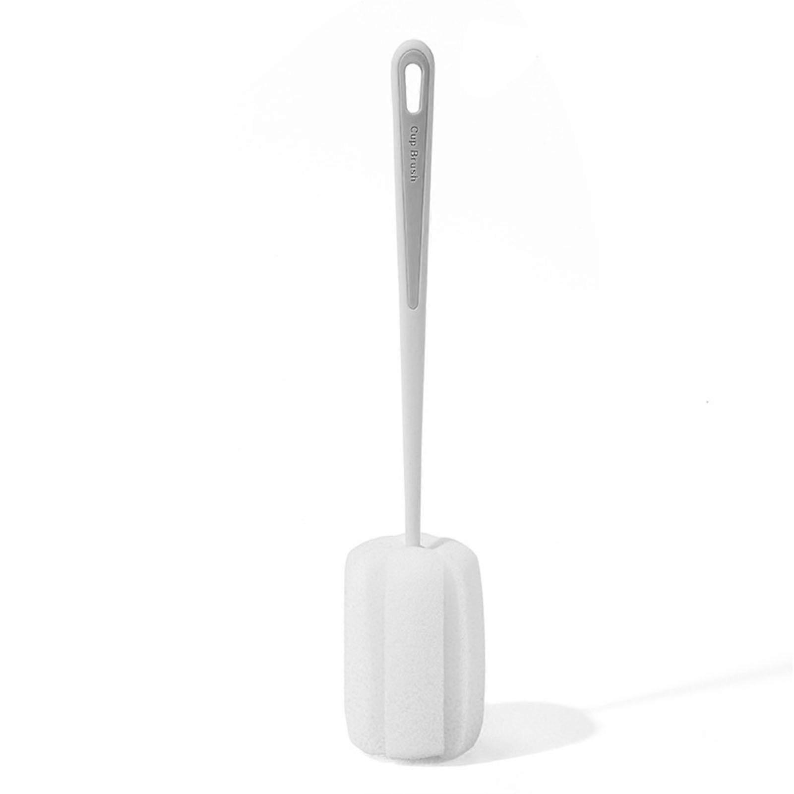 Long handle sponge bottle brush 360° cleaning elastic flexible hanging hole design soft sponge bottle cleaning brush white