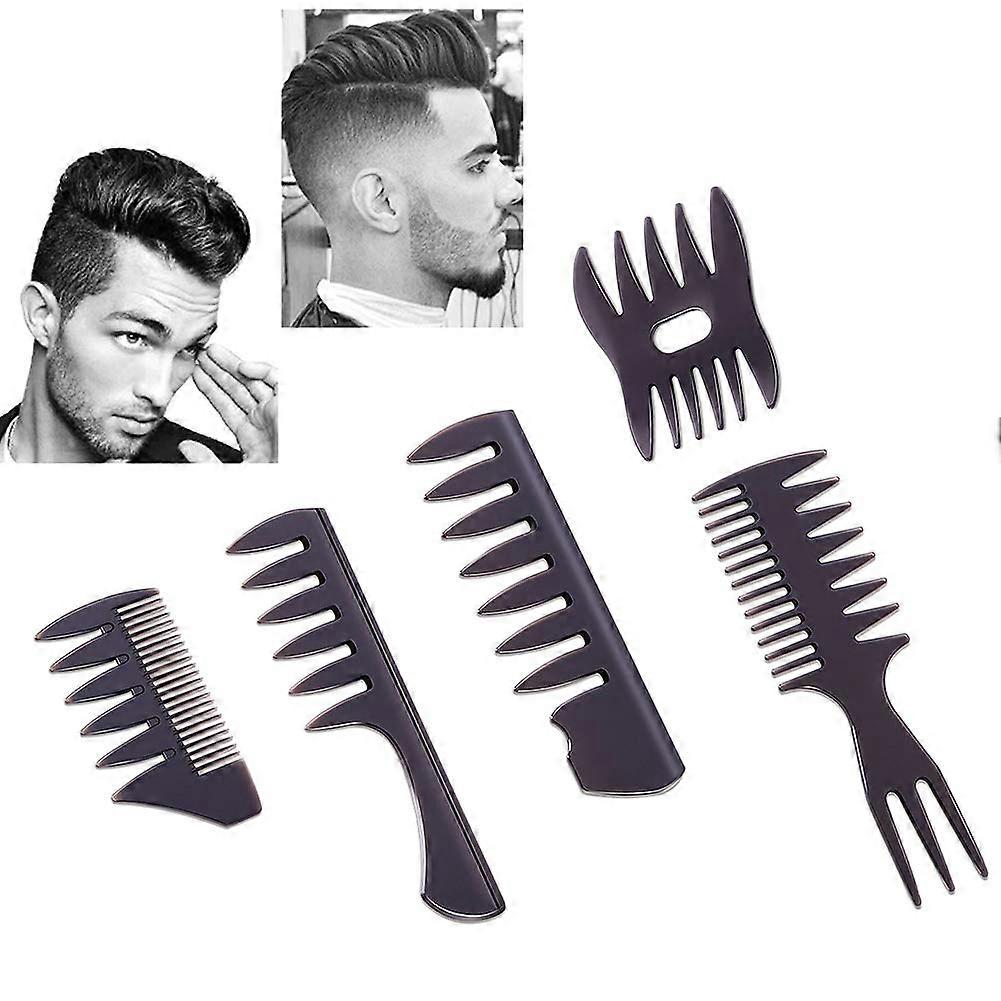 5 Pack Professional Double Sided Hair Comb Set for Salon and Barber, Durable Plastic, 7 Inch Length, Fine and Wide Tooth
