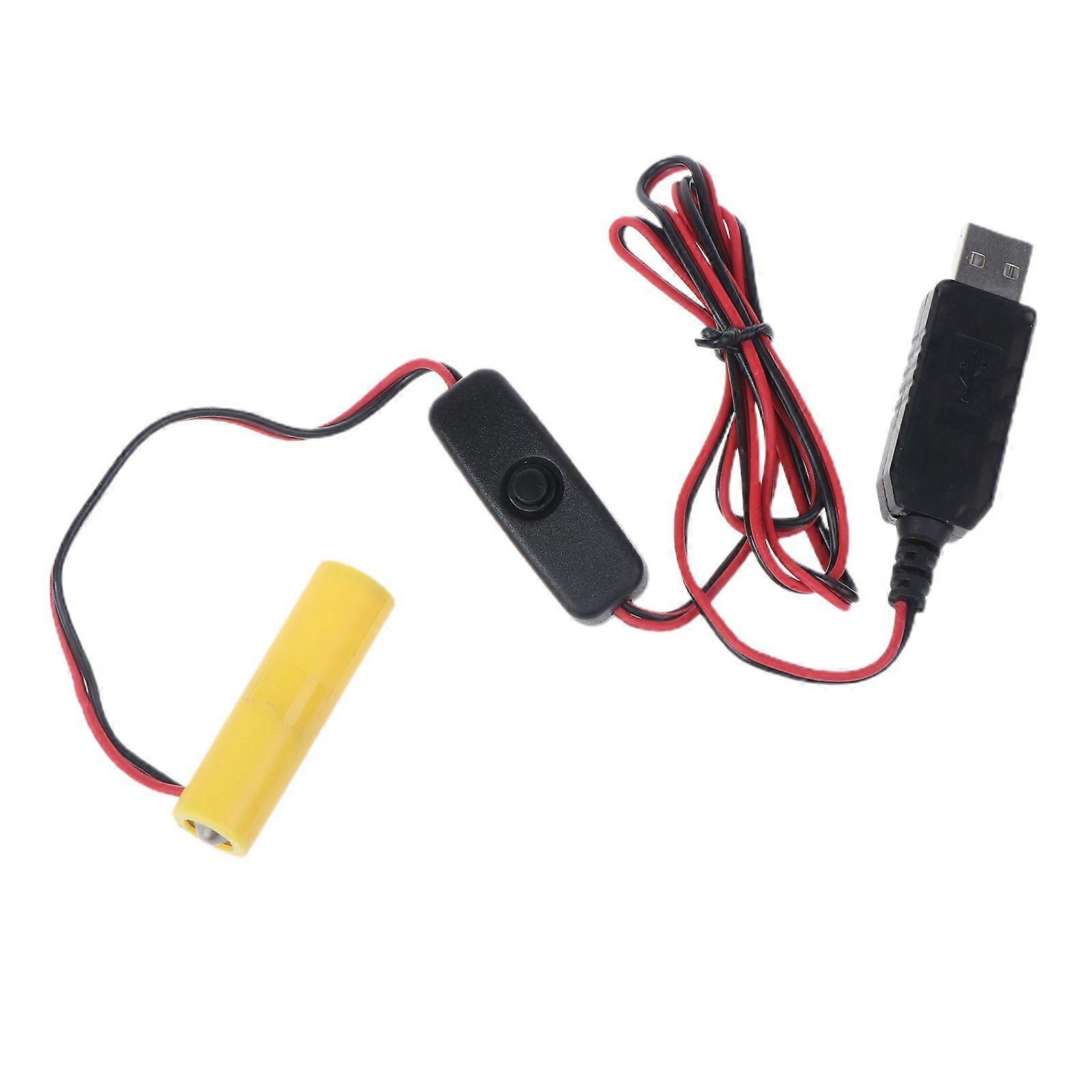USB Power Supply Switch Cable AA Battery Eliminator 1.5V Replace 1 AA Battery
