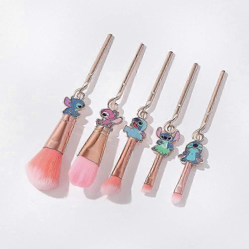 Space-Themed Makeup Brush Set - 5-Piece Creative Stitch Design Synthetic Cosmetic Brushes, High-Quality Foundation and Eyeshadow Brush Collection, Ide