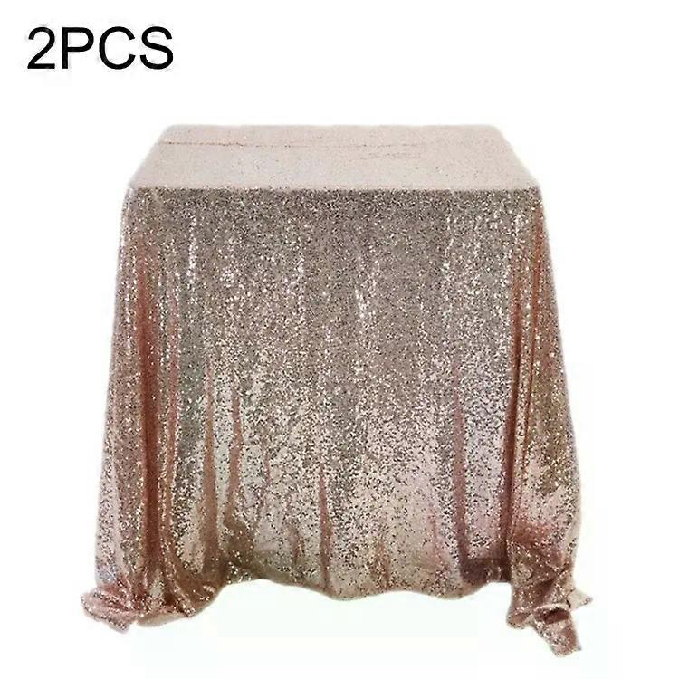 Round Tablecloth-Embroidered Sequin,60cm,Rose Gold-(2 PCS) Rose Gold