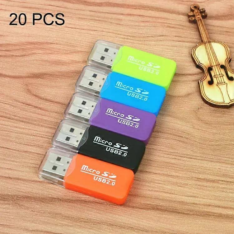 Portable USB 2.0 Micro SD Card Reader Adapter-20 PCS,480Mbps,Random Colors