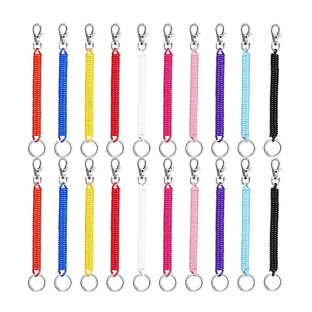 20Pcs Spring Coil Keychain Safety Keyring Key Chain Cord Stretchy Keychain Wrist Coil Key Chain