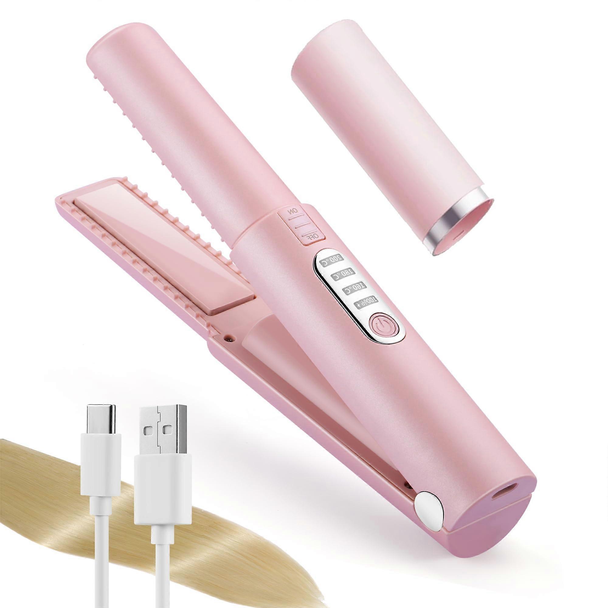 Wireless mini hair straightener, 3 temperature adjustable portable ceramic flat iron, USB-C chargeable