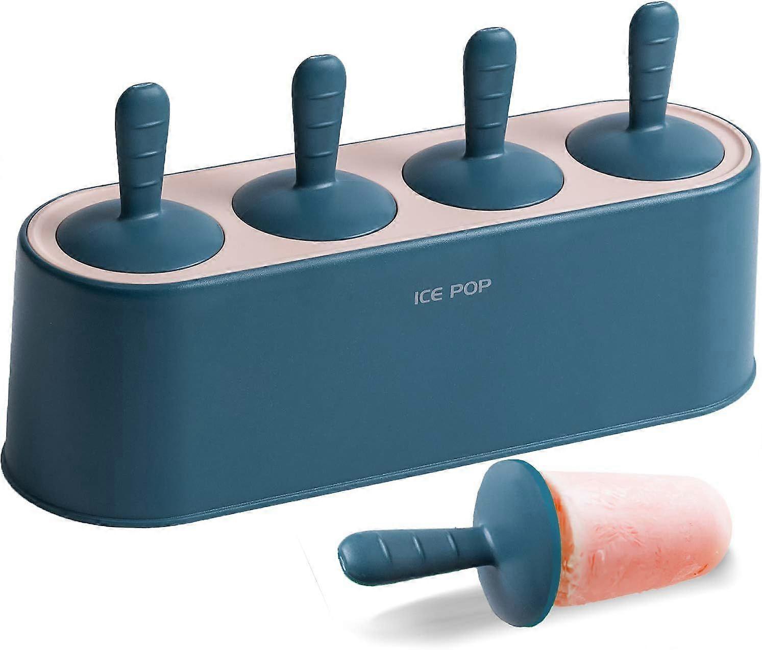 Popsicle Mold Set - DIY Silicone Popsicle Maker - Easy Release Ice Cream Molds - Reusable DIY Pop Molds - For Kids (Blue)