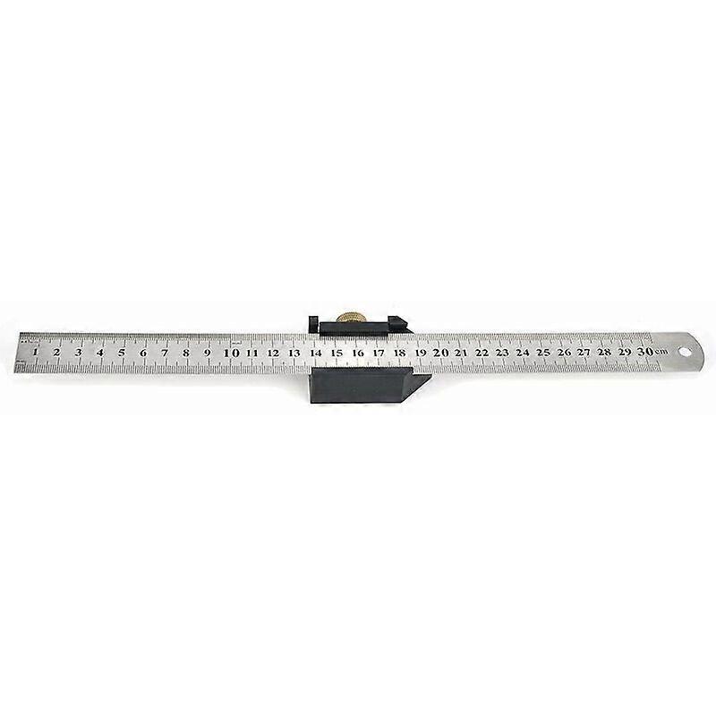 Metal measuring ruler positioning block design metal woodworking ruler for DIY material supplies (Positioning block + steel ruler)