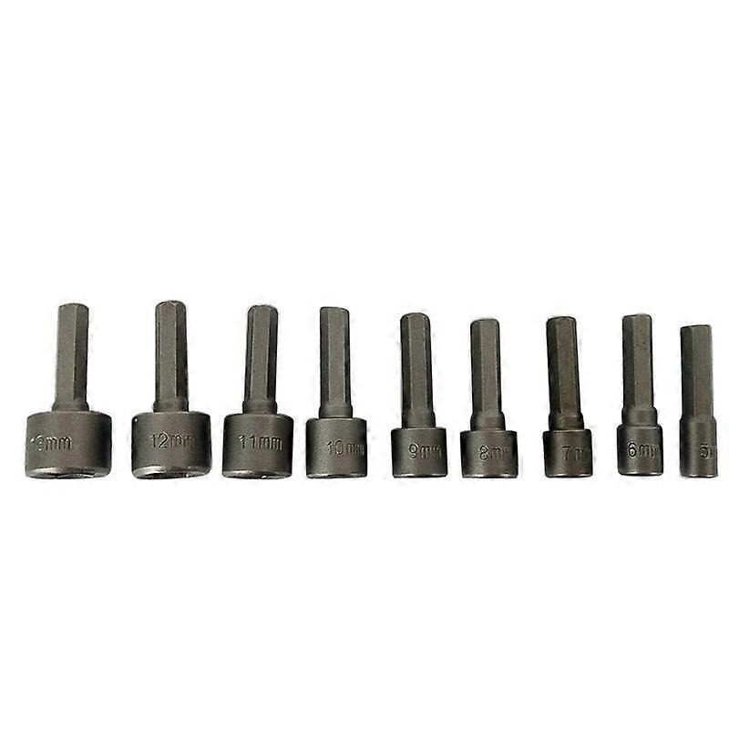 Screwdriver Wind Batch Socket Wrench Set-9 Pieces Rubber Strip Mounted Sunken Hexagonal Socket 5-13mm