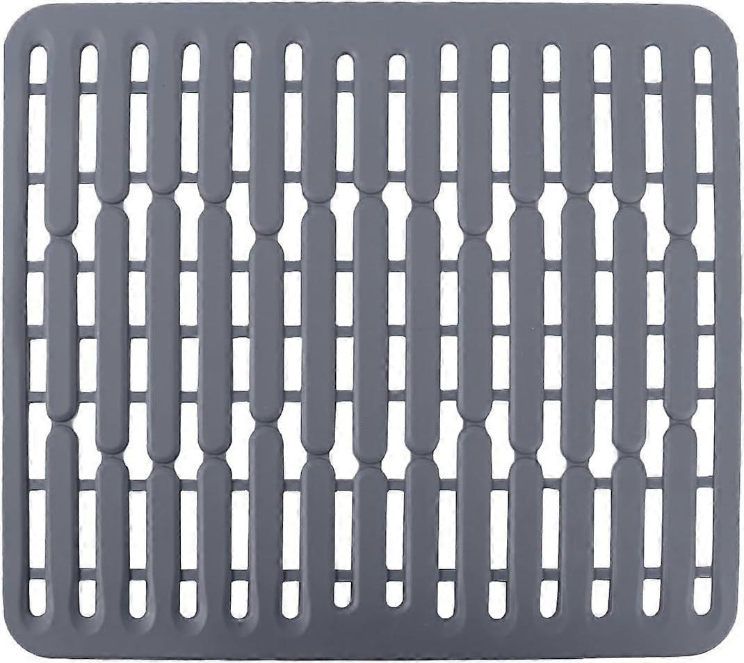 Sink Mat Gray, Sink Protector, 32 x 28.5 cm, Rectangular, Anti-Scratch, Kitchen Accessories, Silicone