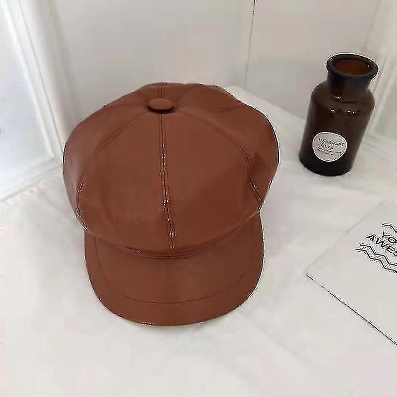 Winter Damen Leder Mütze Hüte, flache Kappe