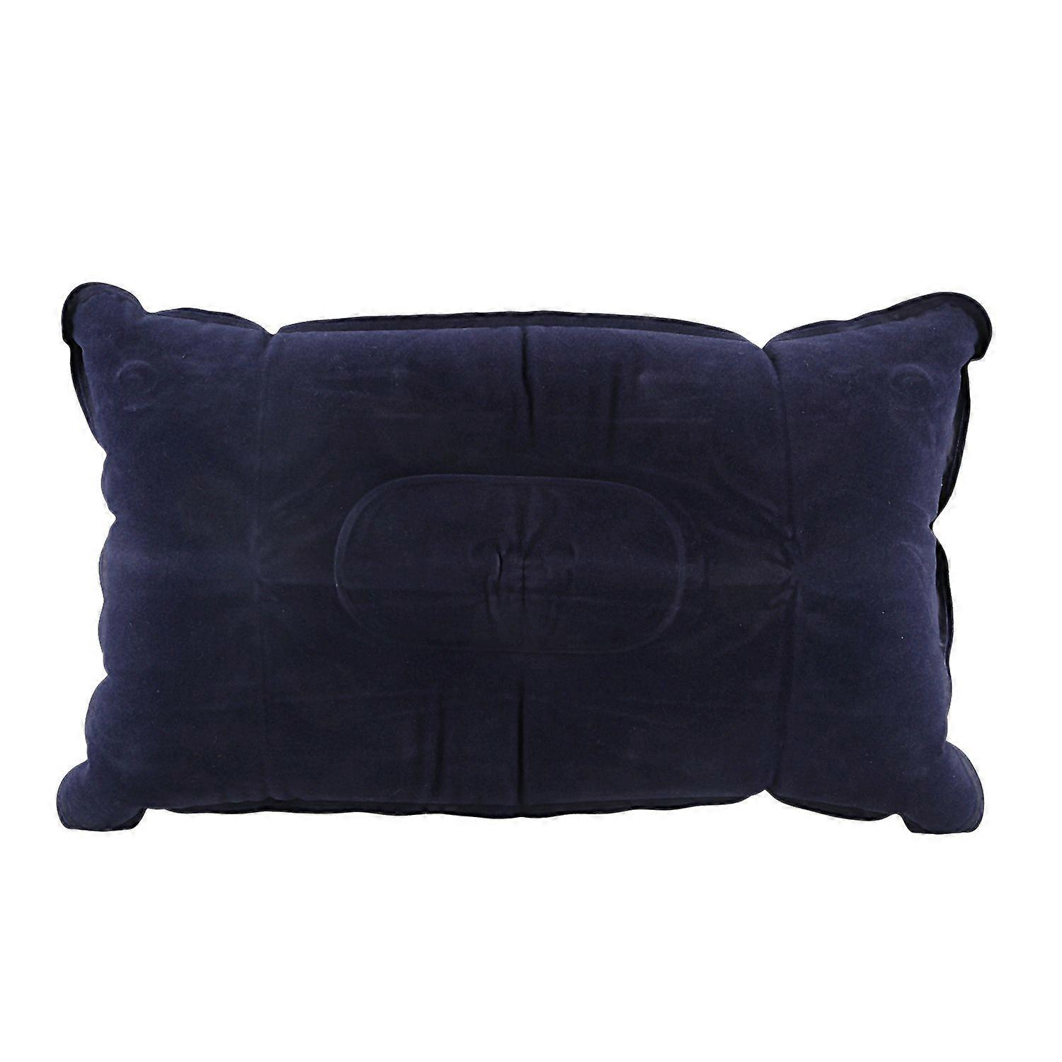 Double-sided Flocking Pillow Inflatable Portable Foldable Pillow for Camping/ Traveling/ Office blue