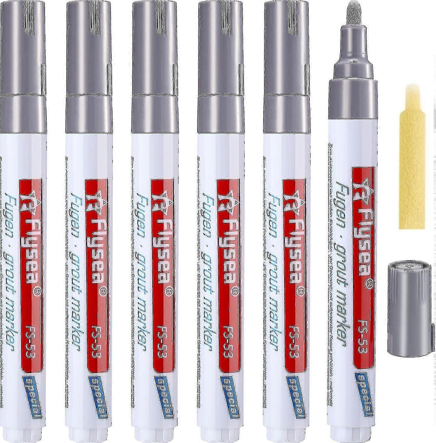 6 Tile Grout Pen Wall Grout Restorer Repair Marker Grout Filler Pen For Bathroom Floor Wall Tile Restoration (light Grey)