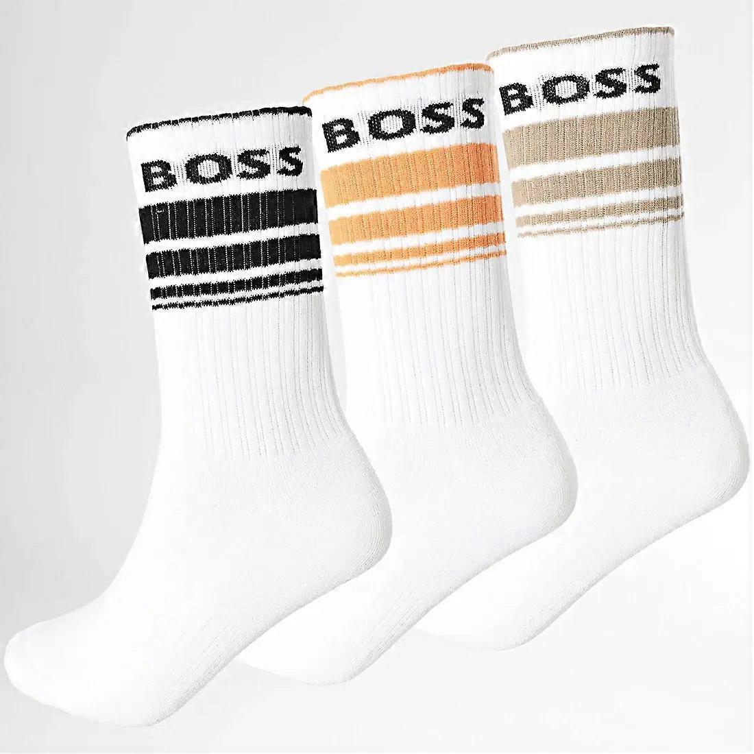 Boss 3-pack Rib Stripe Strumpor - Vit