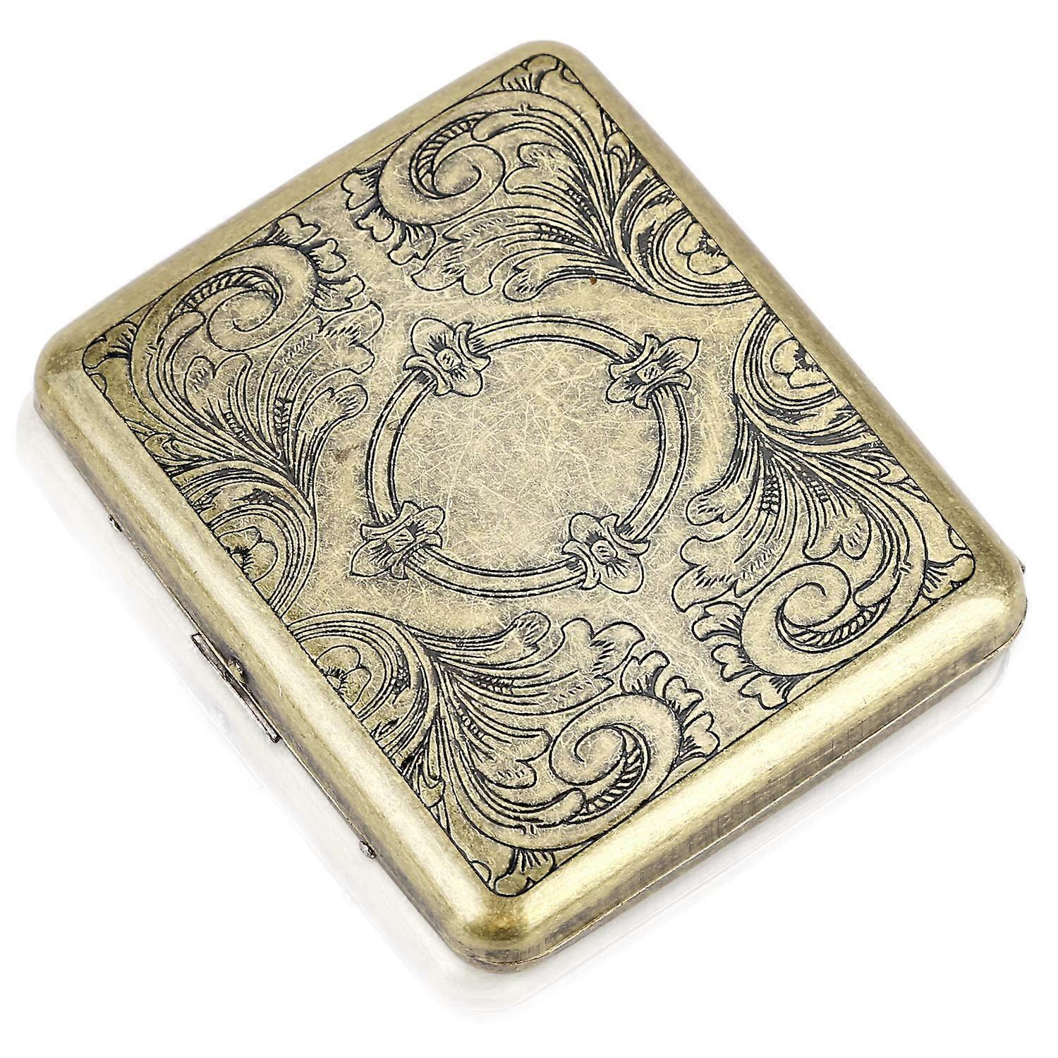 Cigarette Case Holds 20  Flower  Gold