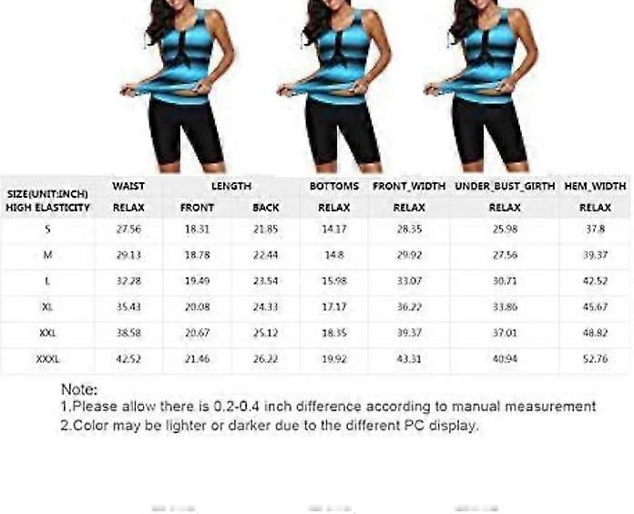 Womens 2023 Plus Size Tankini Swimsuit Rash Guard Capris Athletic Two Piece Swimwear Bathing Suit Blue XL