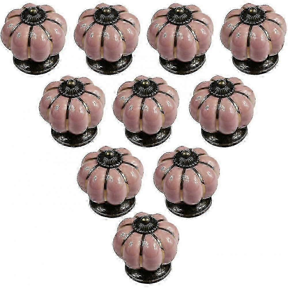 LM 10 Stk Retro Weiß Kürbis Keramik Türknauf-rosa FEH SYK