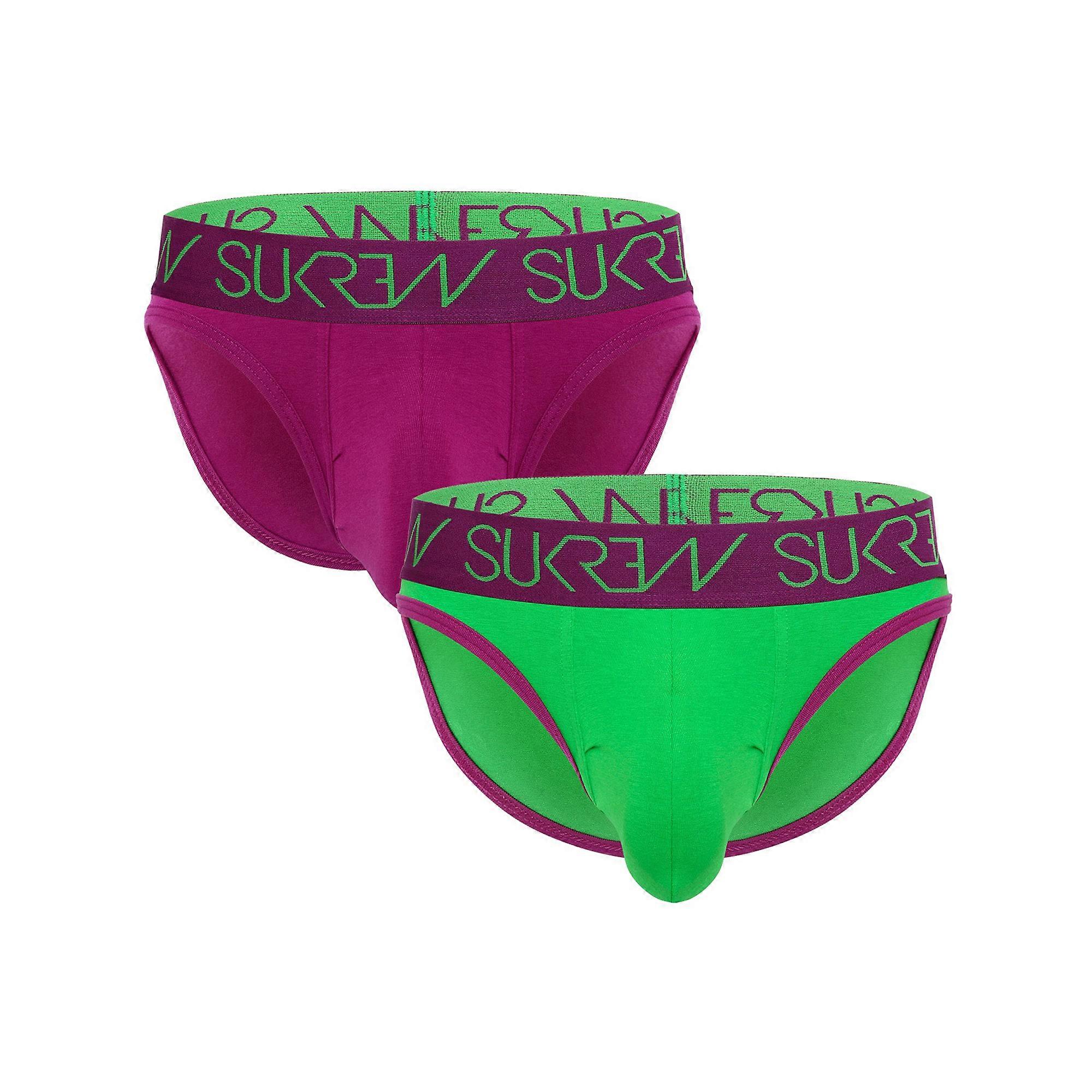 SUKREW Classic Brief Multipack 1x Deep Purple + 1x Verdant Green | Men's Underwear | Men's Briefs