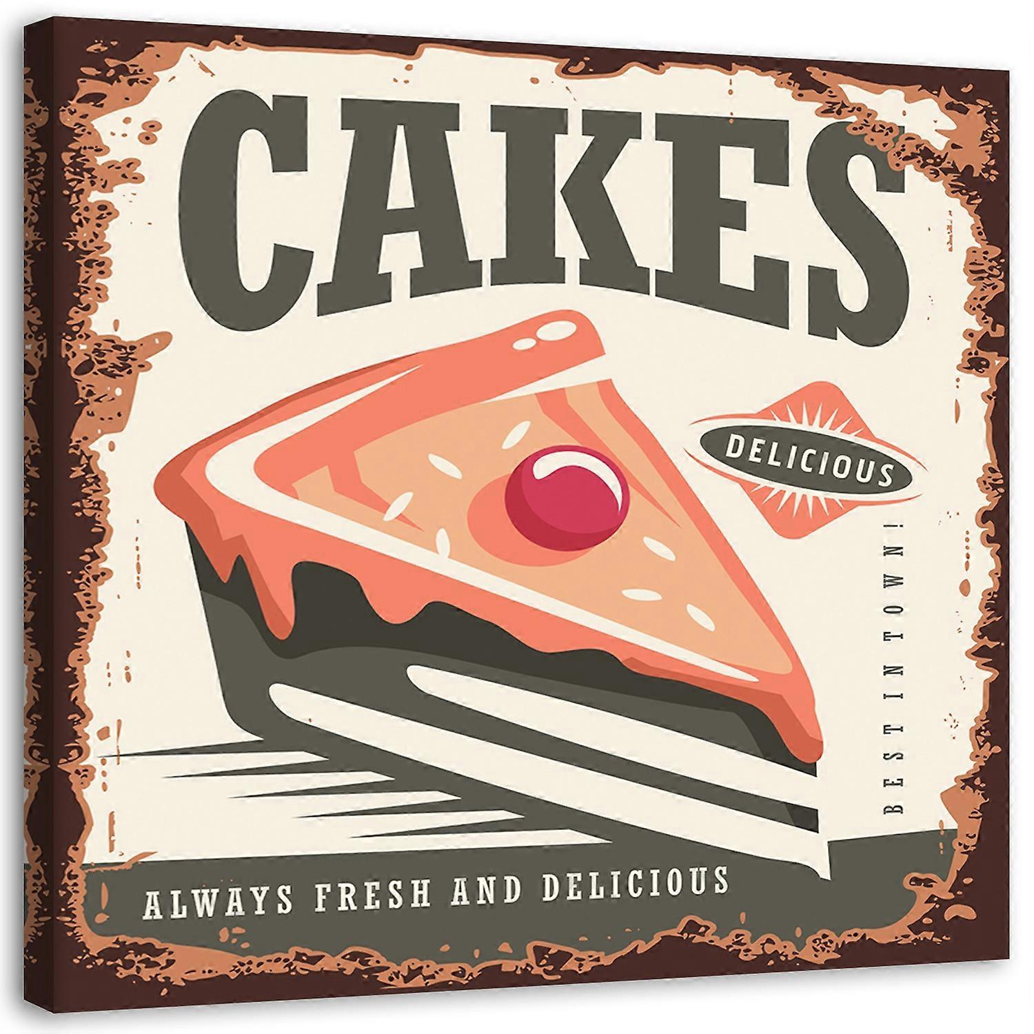 Canvas print, Retro taartwinkel teken - 30 x 30