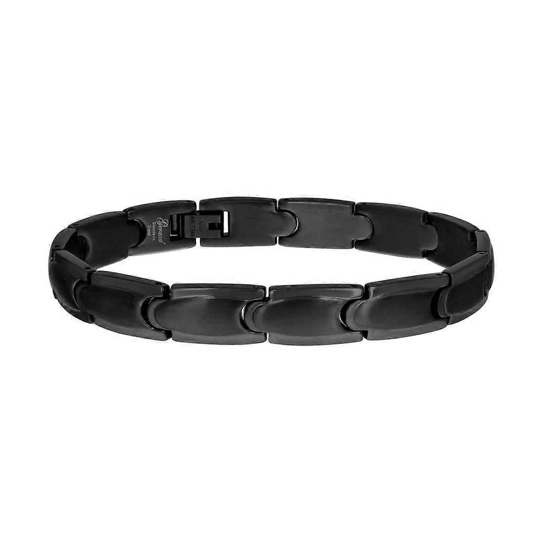ステンレス鋼ブラックトーンメンズファッションブレスレット8.5インチ10mm幅リンクブレスレット男性用