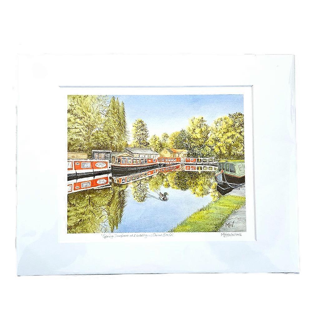 Spring Sunshine at Linlithgow Canal Basin Signed Print (14"x11") by Meg Wallace Art