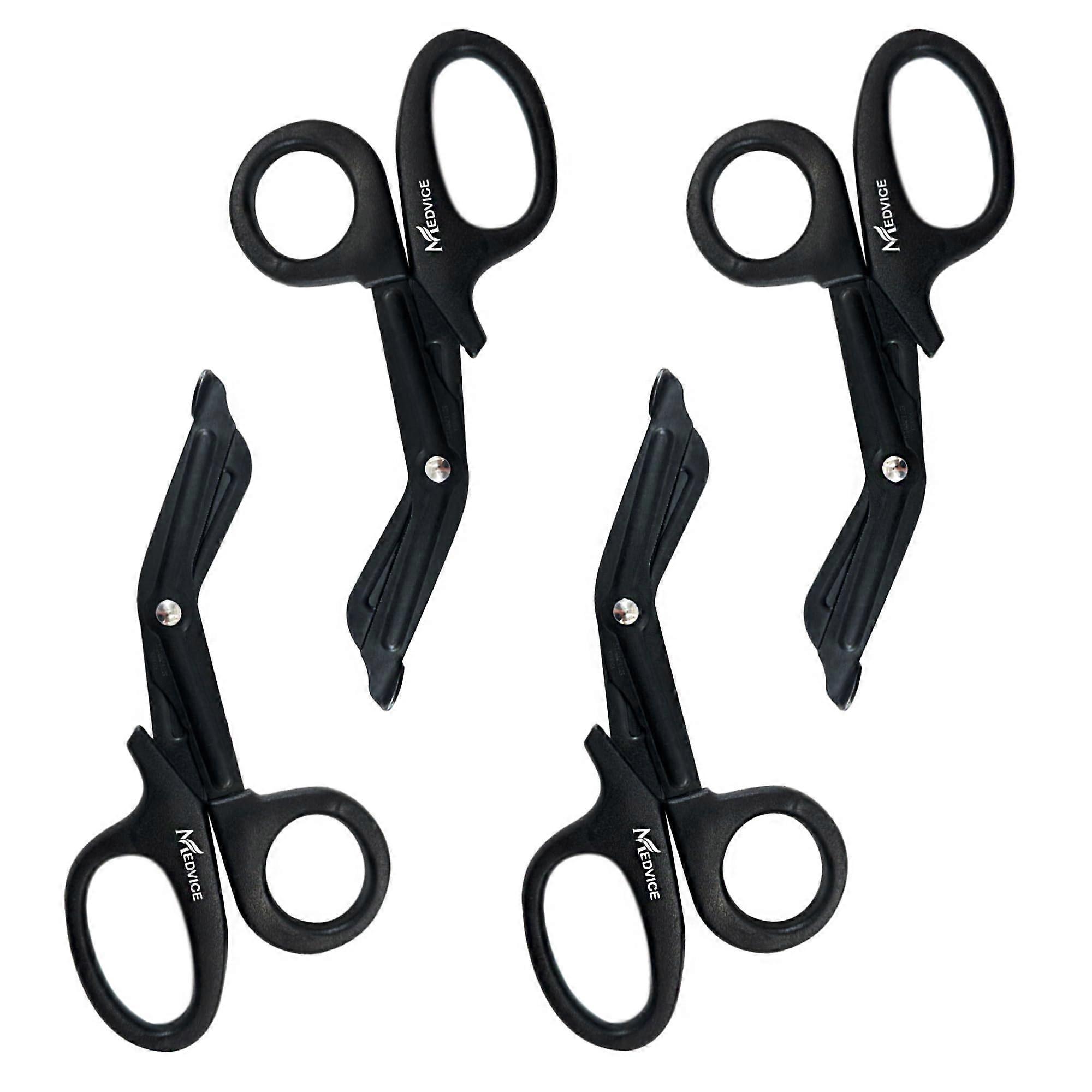 4 Pack Medical Scissors - 7.5 Inch EMT Trauma Shears, Blunt Tip, Non-Stick Fluoride Coated, Autoclavable, Rust Free Black